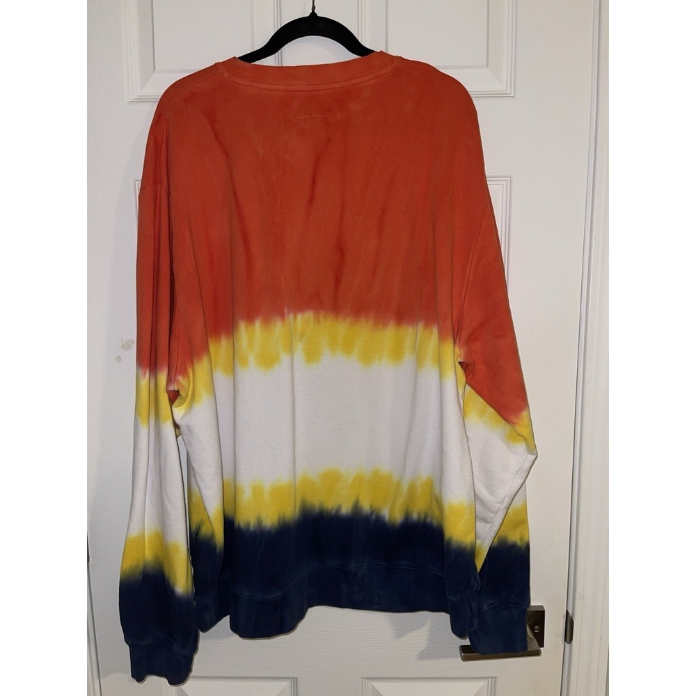 HUSTLE GANG 3x XXXL Sweatshirt Blue White Orange Tie Dye Embroidered Big & Tall - Picture 4 of 7